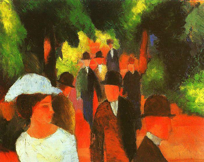 August Macke Promenade with Half Length of Girl in White Germany oil painting art